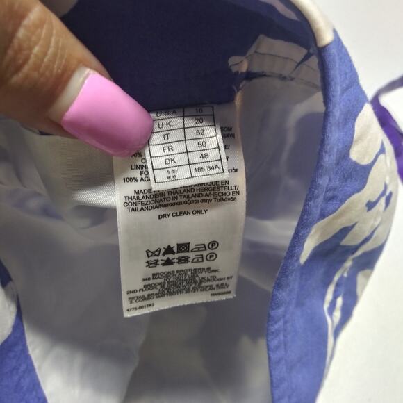 Brooks Brothers”346” Lined Cotton Blue & White Knee Length Floral Skirt Size 16 - Picture 7 of 9